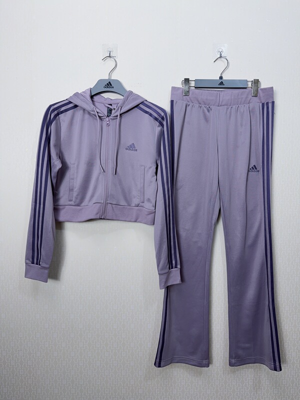 Adidas Women's Autumn Sports Three-Stripe Hooded Set Slimming Wide-Leg Pants Is0914 Adidas Women's Autumn Sports Three-Stripe Hooded Set Slimming Wide-Leg Pants Is0914