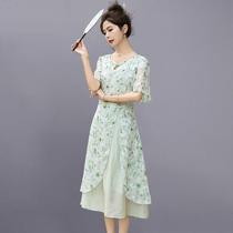 New Chinese style improved cheongsam dress for women 2024 new summer small temperament slimming national style floral skirt