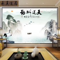 5d three-dimensional Chinese TV background wallpaper living room sofa landscape ink mural atmospheric welcome pine wall cloth wallpaper
