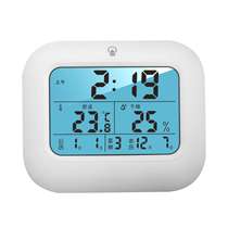 623 new thermometer and hygrometer household intelligent photosensitive thermometer and hygrometer time and date display