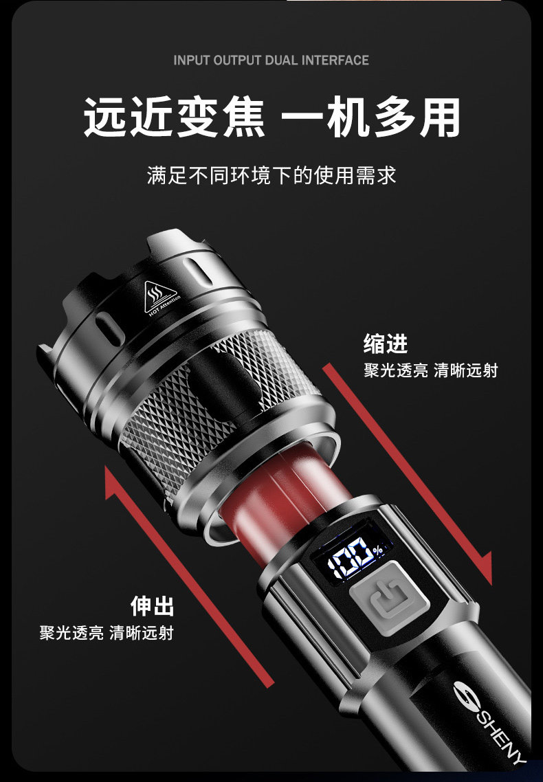 High-brightness, long-lasting, rechargeable, long-range, ultra-bright, outdoor, small, mini, portable, durable, household flashlight
