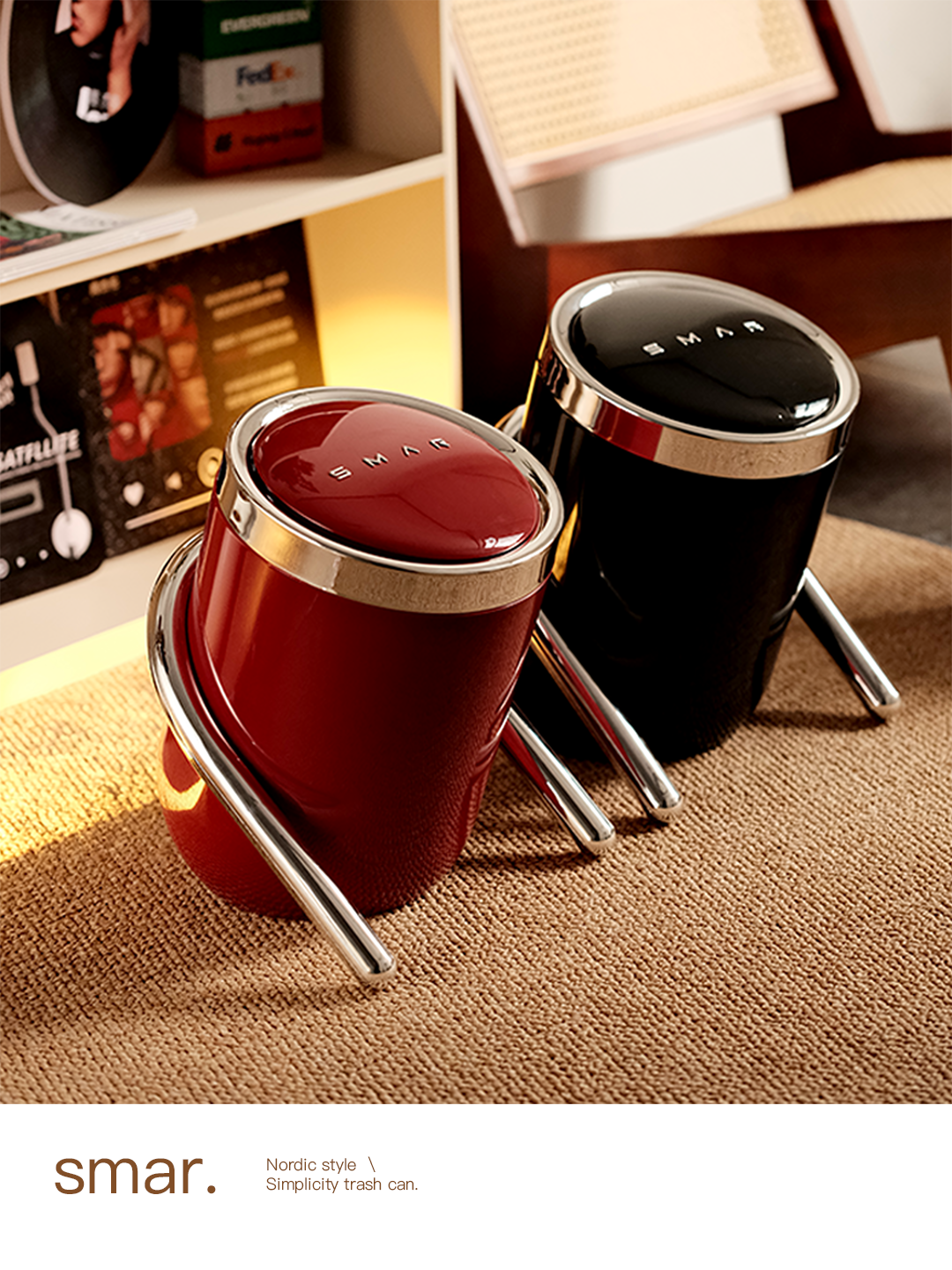 Retro Trash Can for Home Kitchen, Living Room, Bathroom, Bedroom, Tea Room, Toilet, Office, Guesthouse, Hotel Storage Bin