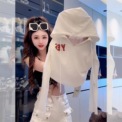 Super good-looking white letter Print drawstring hoodie women 2025 autumn New arrival Fashionable foreign style Long sleeves Tops tide