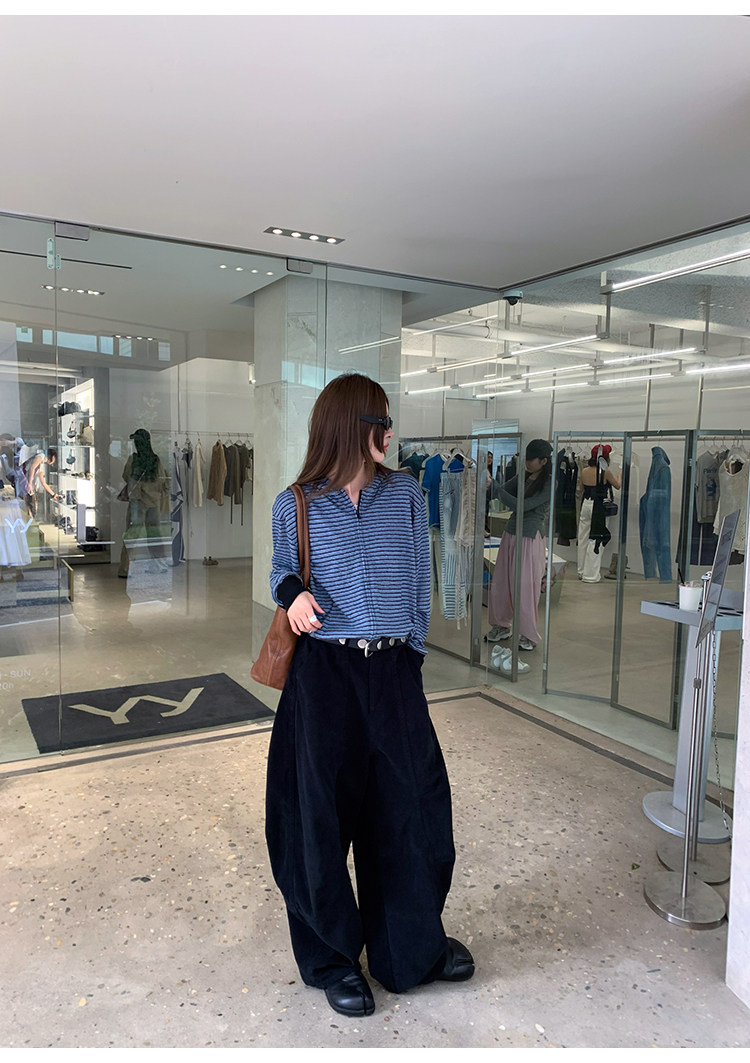 牙套大汪 【小蓝孩】Мягкая молочная толстовка с капюшоном и полосками на молнии