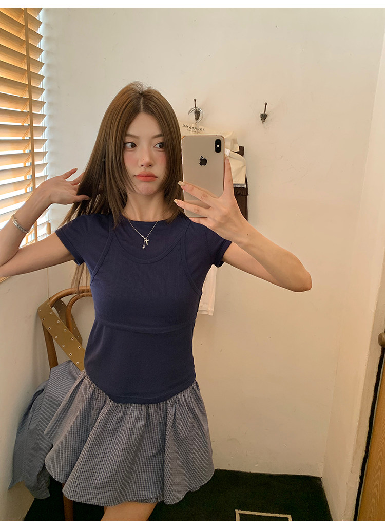 牙套大汪 Стильный комплект из двух предметов с майкой в корейском стиле