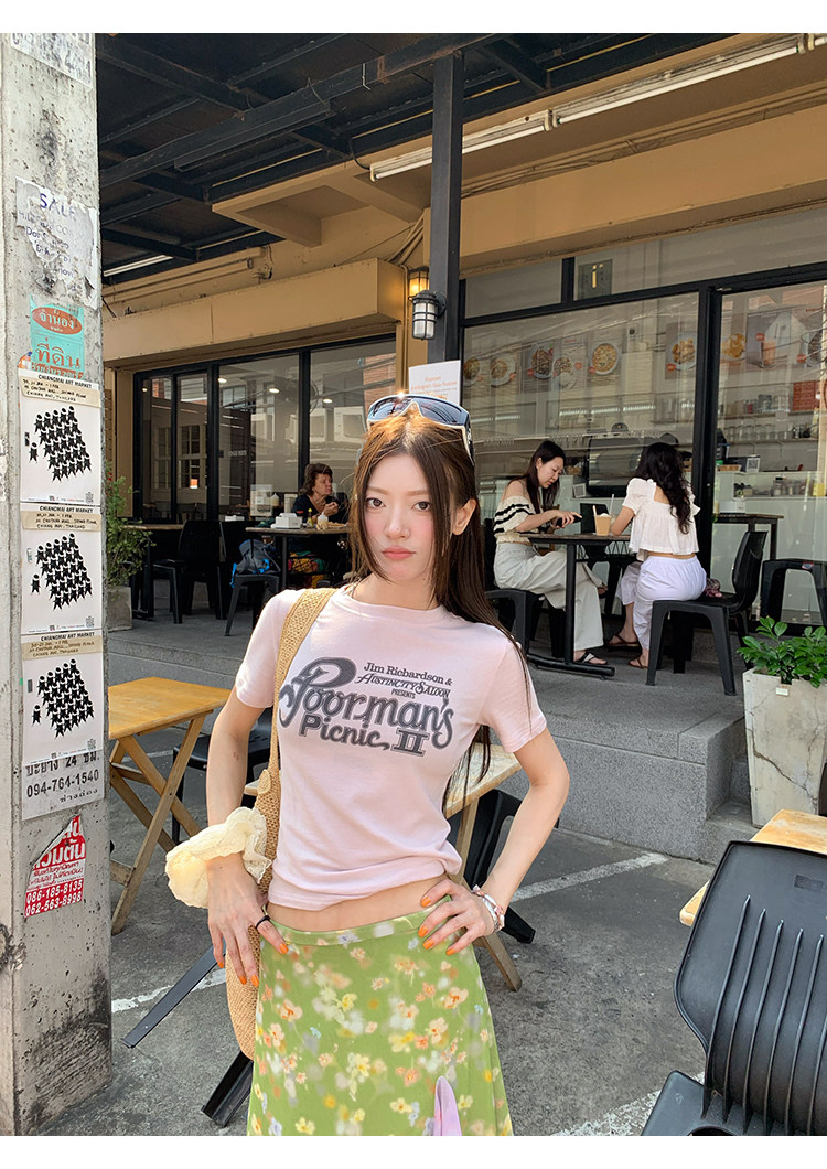 牙套大汪 [Зеленые цветы] Юбка-миди с цветочным принтом в стиле масляной живописи с контрастными цветами