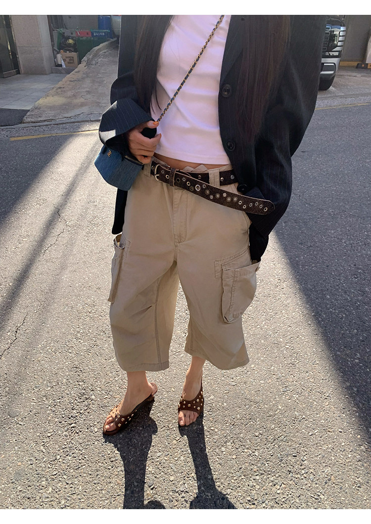 牙套大汪 【City Walk 神裤】укороченные карго брюки с кулиской и множеством карманов для городских прогулок