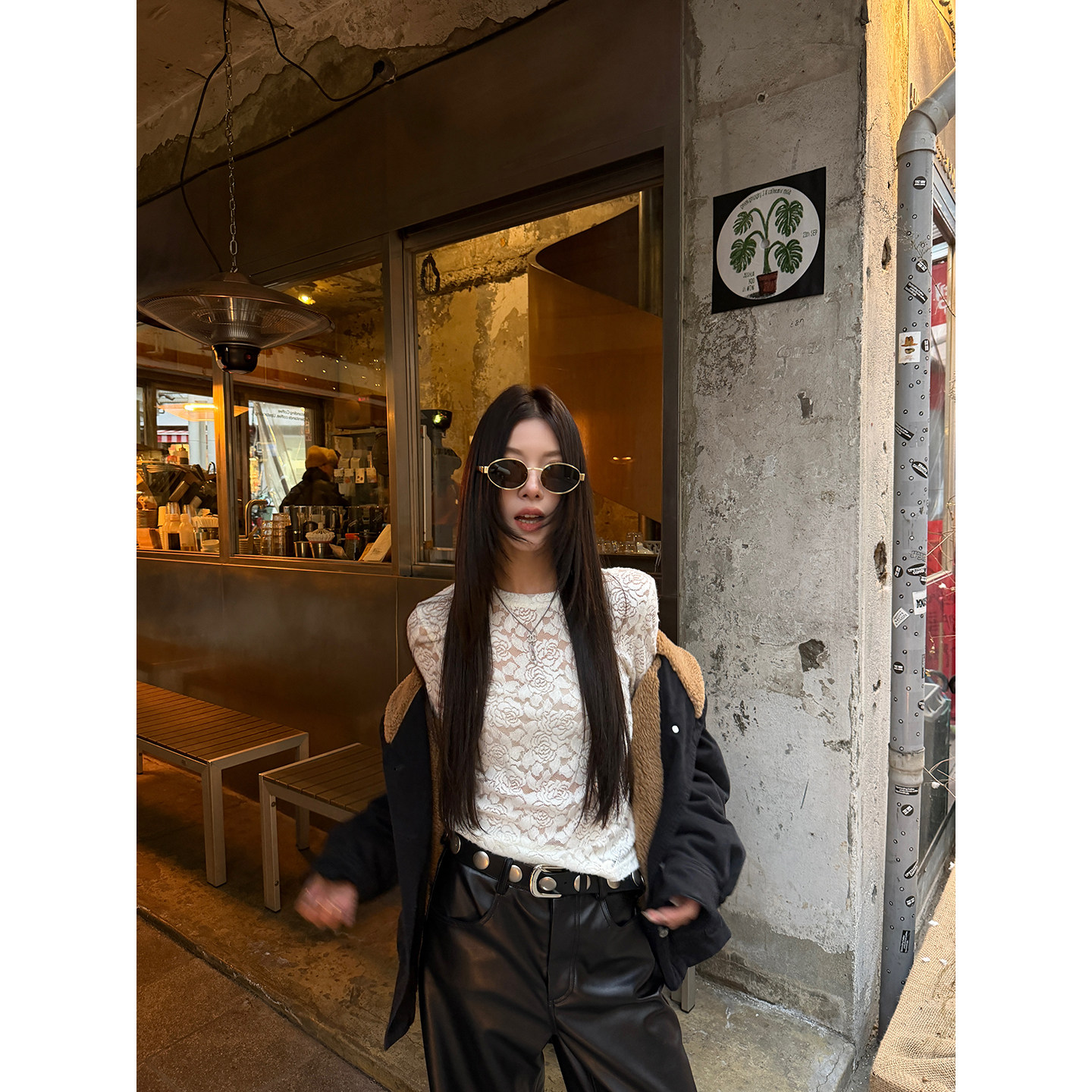 牙套大汪【岛屿花】Кружевная блузка с цветочным принтом женская базовая с длинным рукавом приталенная