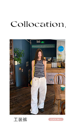 牙套大汪【小时光】Многослойный комплект темно-синяя черная полоска майка + футболка приталенного кроя