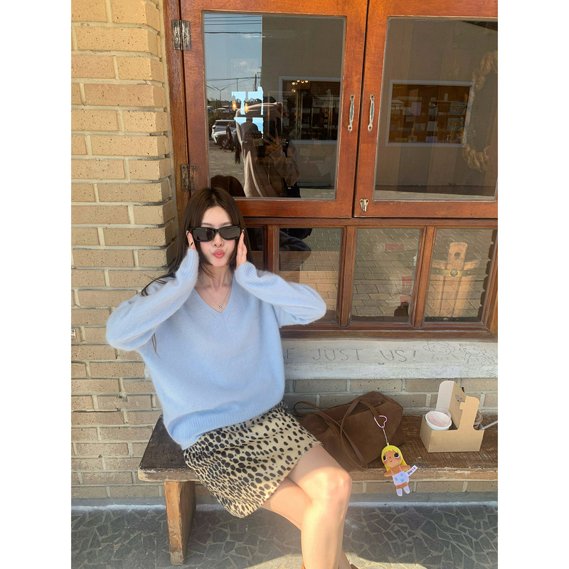 Braces Big Wang [Cloud Fleece] Sweater Soft and Fluffy Loose Drop Shoulder Long Sleeve Knitted Top
