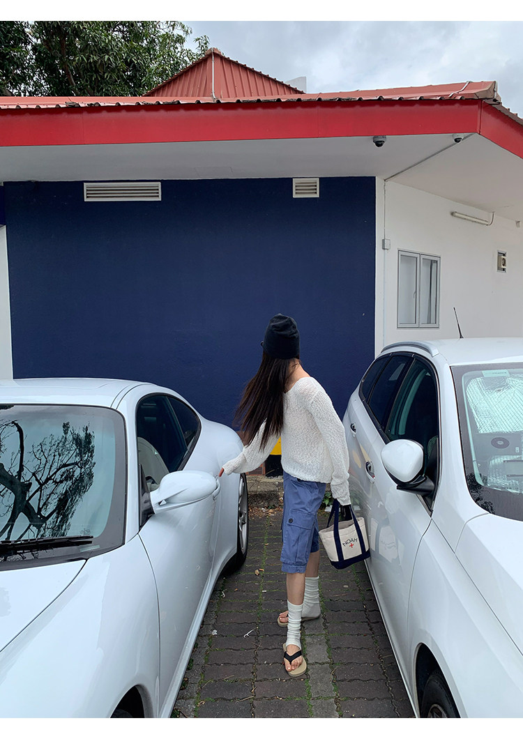 【小蓝莓】Плотные винтажные сине-фиолетовые свободные капри с большими карманами