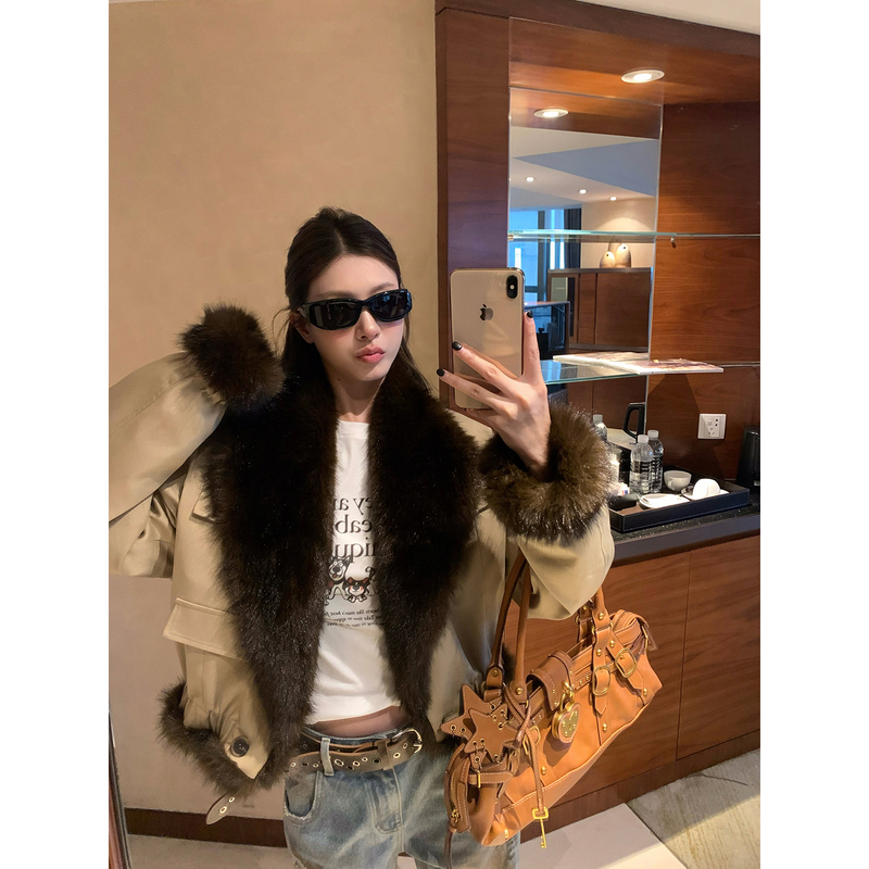 Braces Big Wang【Magic Parka】Faux Fur down Parka 90% White Duck down Short Coat down Jacket Braces Big Wang【Magic Parka】Faux Fur down Parka 90% White Duck down Short Coat down Jacket