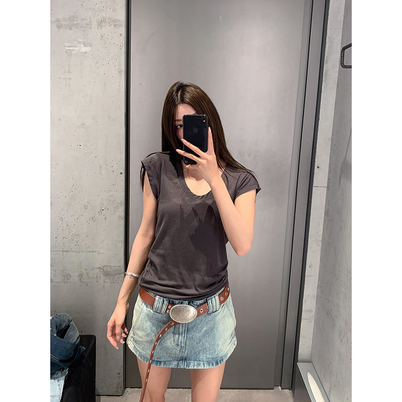 牙套大汪 【呼吸T】женская футболка с короткими рукавами 2025 новая модель с шерстью летняя свободная универсальная многоцветная