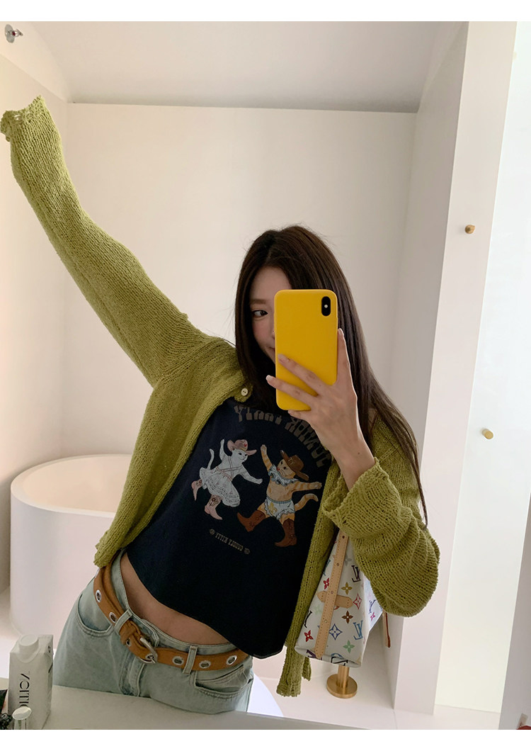 Супер милая новая модель 2026 приталенная футболка с принтом букв Dancing Kitten