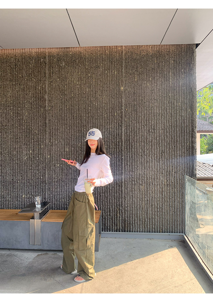 牙套大汪 【Бунтарский квартал】 брюки карго с низкой посадкой, кулиской и большими карманами