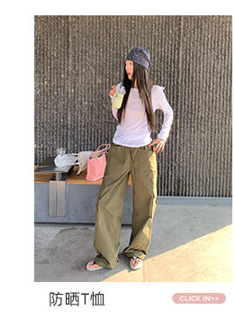 牙套大汪 【Бунтарский квартал】 брюки карго с низкой посадкой, кулиской и большими карманами