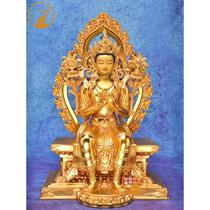 Tibetan home worship 1 foot 29cm high Tianguan Tantric Maitreya Buddha statue Tibetan 10-inch bronze statue ornaments