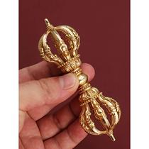 Pure copper Nepalese nine-strand vajra pestle pure copper Tibetan brass vajra prong sterling silver gold-plated ethnic style hand-held ornament