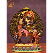 Tantra home auspicious goddess Buddha statue pure copper painted Tibetan auspicious goddess bronze statue decoration 11 cm