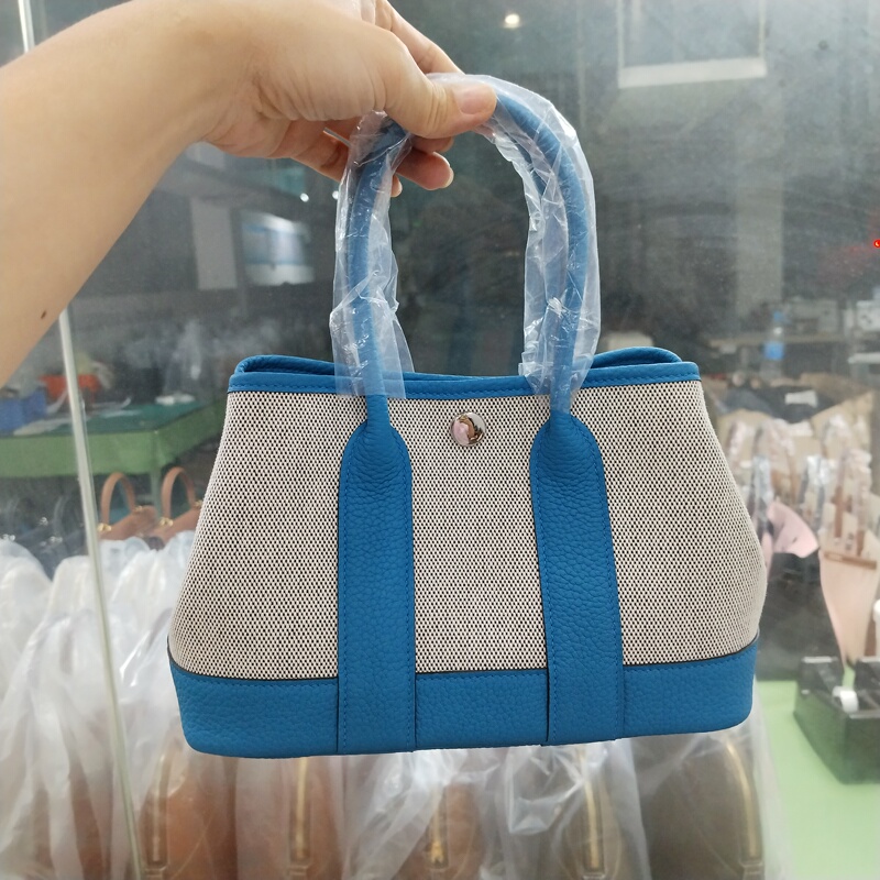 New Cute Canvas and Leather Garden Bag, Imported First-Layer Cowhide, Handmade Waxed Thread, All-Steel Hardware, Handbag for Women