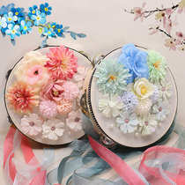 Hanfu photo shoot on location ethnic bell and drum performance props on streamers tambourine dance photo shoot silk flower tambourine with