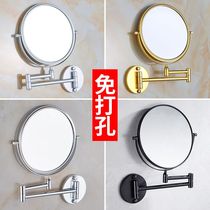 German imported punch-free black retractable mirror bathroom cosmetic mirror folding beauty mirror wall-mounted double-sided mirror hygiene