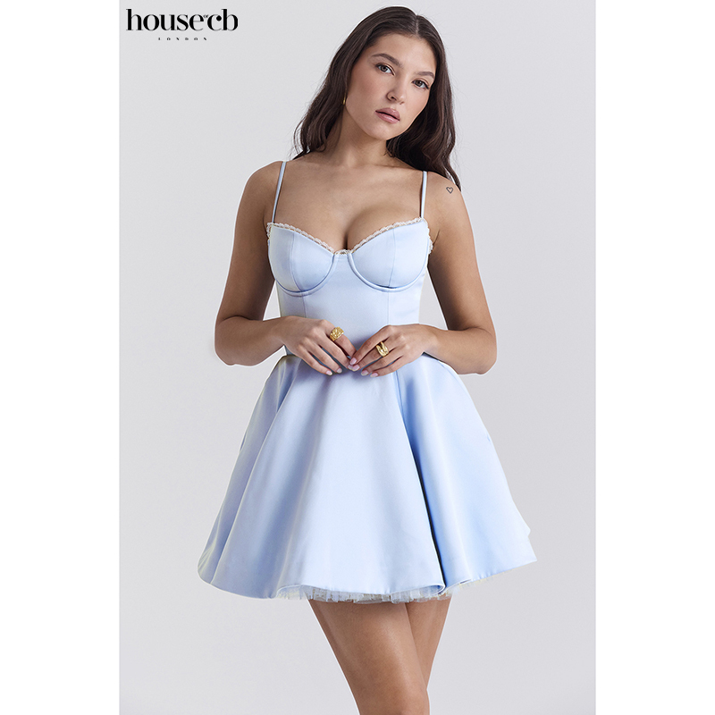House of Cb Cinched Waist Cinderella Blue Mesh Dress Minimoiselle