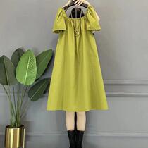 Lazy style fat MM2022 new womens summer dress waist slimming loose versatile American retro plus size skirt