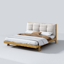 Nordic all solid wood ash wood rattan bed 1 8 meters 1 5 meters double bed master bedroom short bed Japanese log platform bed