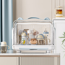 Baby bottle storage box drain rack cupboard with lid dust-proof food supplement dust-proof drain rack baby cutlery box