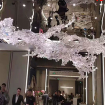 Imported transparent resin ceiling hanging decoration large water flower sculpture shopping mall creative pendant abstract
