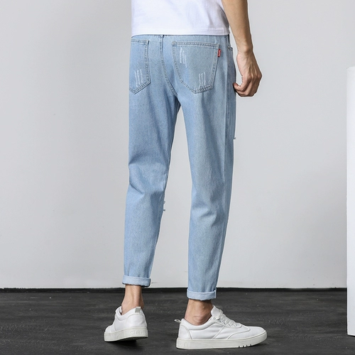 Демисезонные джинсы, заплатка для ремонта пятки, трендовые универсальные осенние штаны, облегающий крой, в корейском стиле