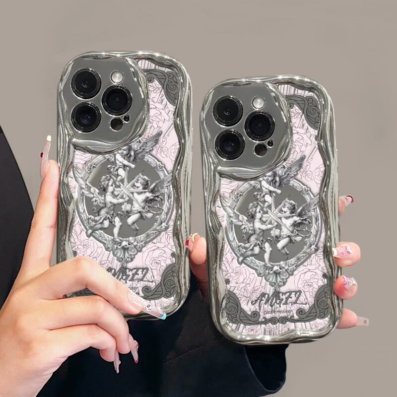 Angel Cupid Is Suitable for Samsung S23Ultra Phone Case S24Fe Retro S22S21Fe Creative A15A55A54A24 Electroplated Silver A53A35 Anti-Fall Note20 Full Coverage A05Sa34