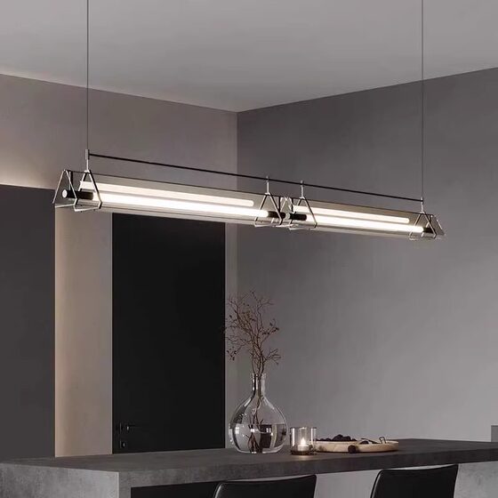 Designer Restaurant Chandelier, Industrial Style, Creative Dining Table, Island Bar, Studio, Long Bench, Glass Lighting Fixtures