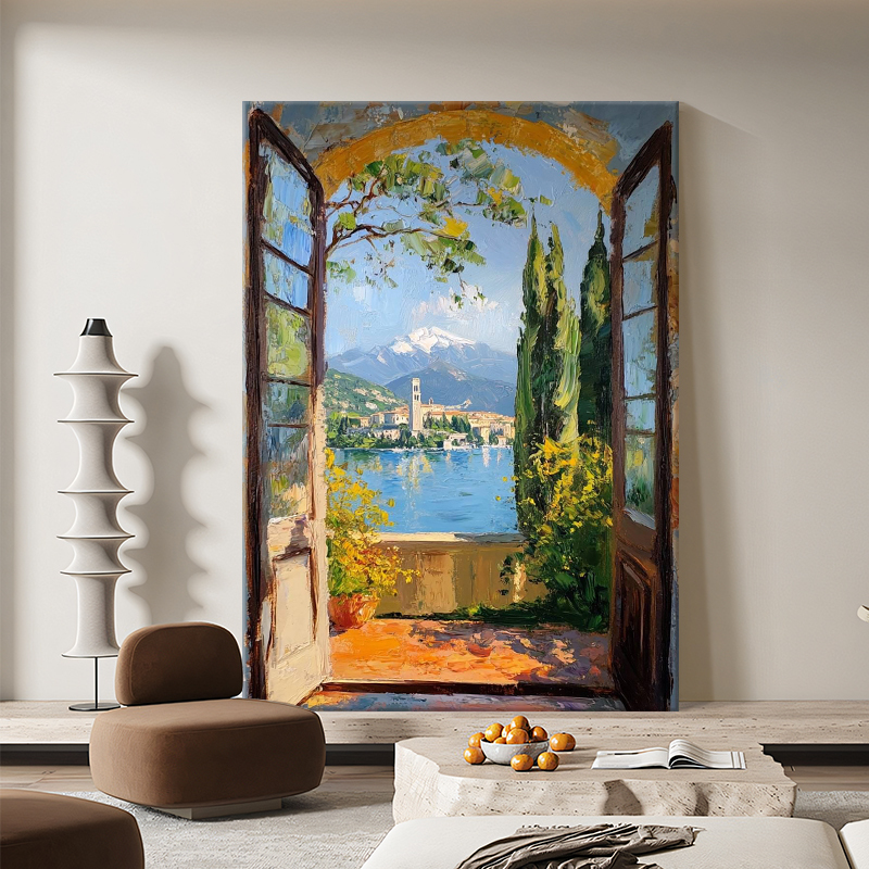 Nordic Scenery Decorative Painting Outside the Window, Living Room Texture Hand-Painted Oil Painting, Sofa Background Wall Art, Entrance Hall Hanging Painting, Modern Nordic Scenery Decorative Painting Outside the Window, Living Room Texture Hand-Painted Oil Painting, Sofa Background Wall Art, Entrance Hall Hanging Painting, Modern