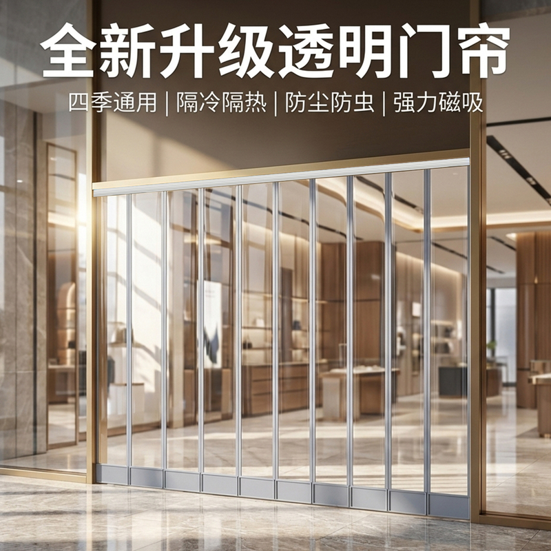 Door Curtain, Partition Curtain, Soft Air-Conditioning Curtain, Anti-Air-Conditioning, Transparent Pvc, Summer Thickened, Wind-Blocking, Plastic, Commercial Magnetic Windproof Door Curtain, Partition Curtain, Soft Air-Conditioning Curtain, Anti-Air-Conditioning, Transparent Pvc, Summer Thickened, Wind-Blocking, Plastic, Commercial Magnetic Windproof