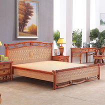 Dongyufei real rattan bed rattan solid wood bed 1 8 meters 58 plant rattan bed hotel bed and breakfast inn rattan single
