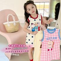 Han Shang Caterpillar Baby T-Skirt Womens Casual Sports Vest 24 Summer New Childrens Loose Printed Dress