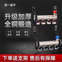 German imported Taurus high-flow floor heating water distributor household valve all-copper one-piece thickened floor heating water distributor
