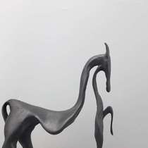 Nordic creative geometric cast iron walking horse animal sculpture ornaments living room entrance model room home decorations