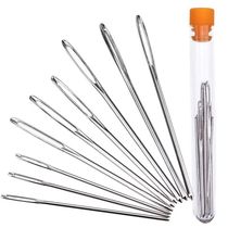 9 Pieces Silver Large-eye Blunt Needles Steel Yarn Knitting