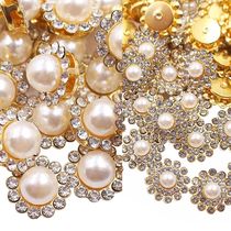 50pcs Pearl Claw Stones Beads Gold Base Flatback Clear Cryst