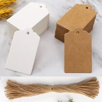 50pcs Kraft Paper Tags White Cardboard Cards with Strings We