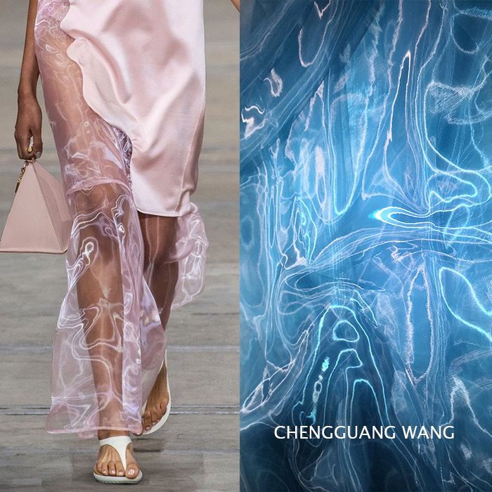 2m Liquid Texture Water-Gloss Yarn, Floating Light Silk Yarn, Ethereal Fairy-Like Fabric, Creative Designer Fabric