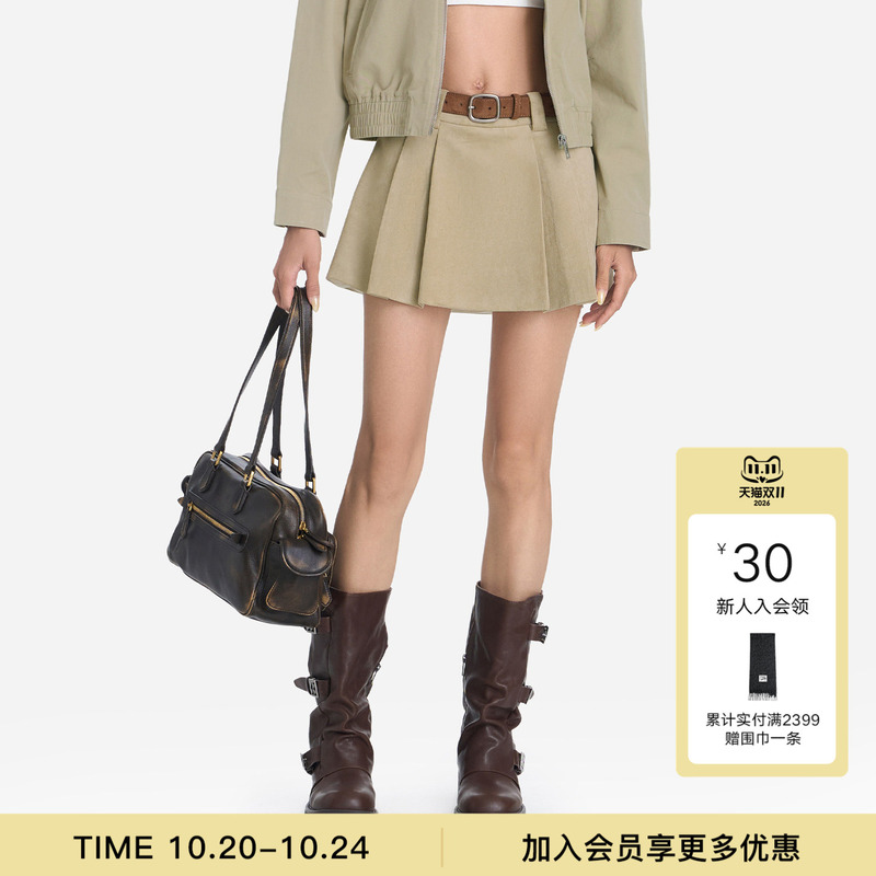 Called Back Pleated A-Line Skirt for Women 2026 Autumn New Style College Retro Style Khaki Short Skirt Called Back Pleated A-Line Skirt for Women 2026 Autumn New Style College Retro Style Khaki Short Skirt