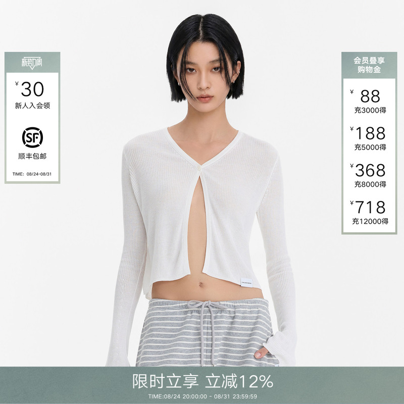【Shen Yue and Park Chi-Yeon's Same Style】Called Back Knitted Cardigan for Women, 2026 Autumn V-Neck Long-Sleeve Top