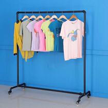 Clothing store display rack water pipe gantry rack floor rack coat rack horizontal bar wheeled iron clothes hanging rack