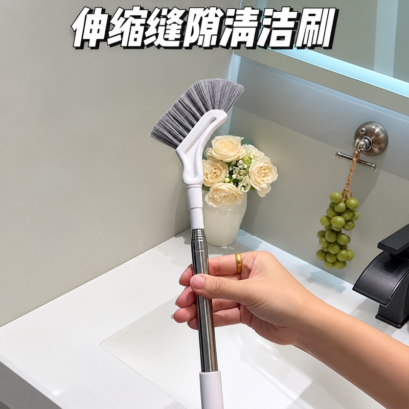 Cleaning Without Straining Your Back! Japanese-Style Bathroom Crevice Brush, Multi-Functional, No Dead Corners, Bathroom Floor Brush, Long-Handled Brush