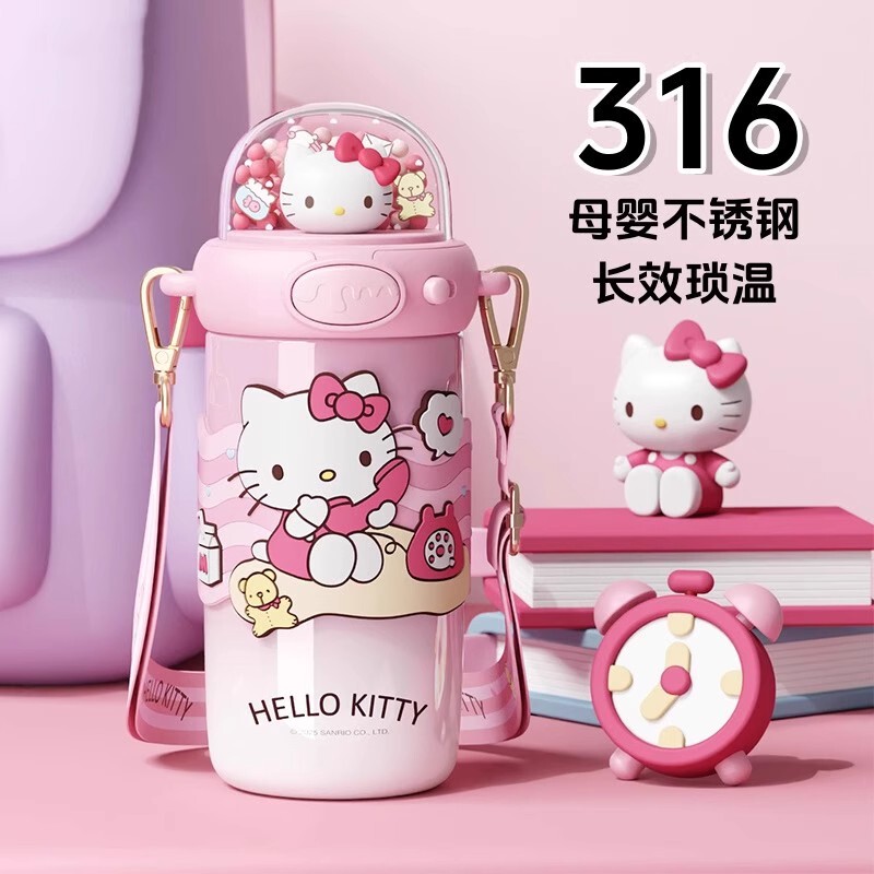 Japanese Sanrio Hello Kitty Insulated Cup for Women 2025 High-Value Straw Water Bottle for Students Going to School Japanese Sanrio Hello Kitty Insulated Cup for Women 2025 High-Value Straw Water Bottle for Students Going to School
