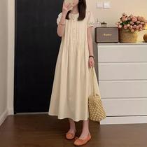 Slim fairy skirt womens mid-length 2024 new summer French sweet and gentle style puff sleeve dress A-line skirt
